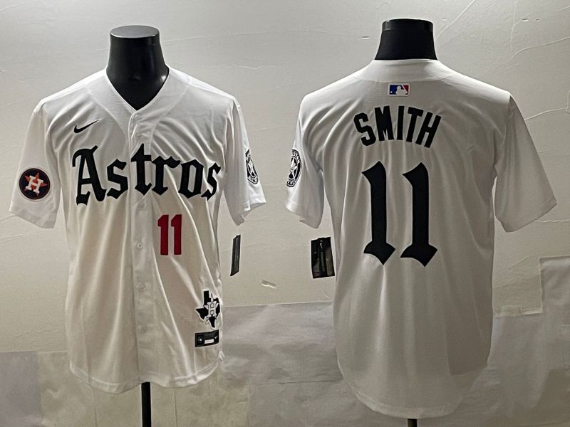 Men 2025 Houston Astros #11 Smith White Five generations Joint Name Nike MLB Jersey style 42